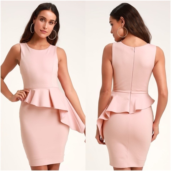 LULU’S Here And Vow Light Pink Sleeveless Ruffled Bodycon Dress - Picture 1 of 7